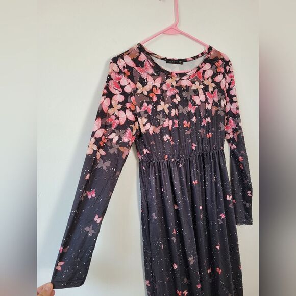 Butterfly Maxi Dress Fairycore Whimsical Y2K Coquette Gypsy Hippie Pockets Small - Picture 8 of 13